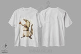 تیشرت سفید طرح دار – تیشرت اسپرت طنز ,"شکارچی مشت زن" اثر مایک کوبو immage.ir