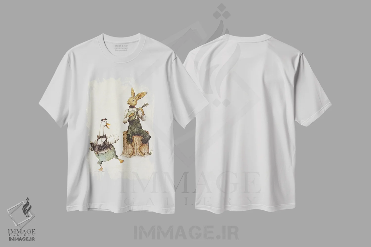 تیشرت سفید طرح دار – تیشرت طبیعت دوست ,"هماهنگی پر و خز" اثر مایک کوبو immage.ir