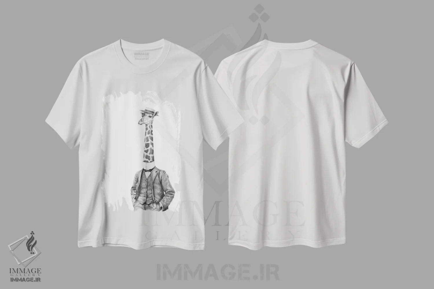 تیشرت سفید طرح دار – تیشرت هنری سیاه وسفید ,"جنتلمن اشرافی" اثر مایک کوبو فروشگاه ایماژ