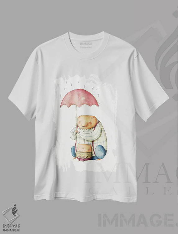 تیشرت سفید طرح دار – تیشرت فانتزی ,"من اینجا برای تو هستم" اثر مایک کوبو فروشگاه ایماژ