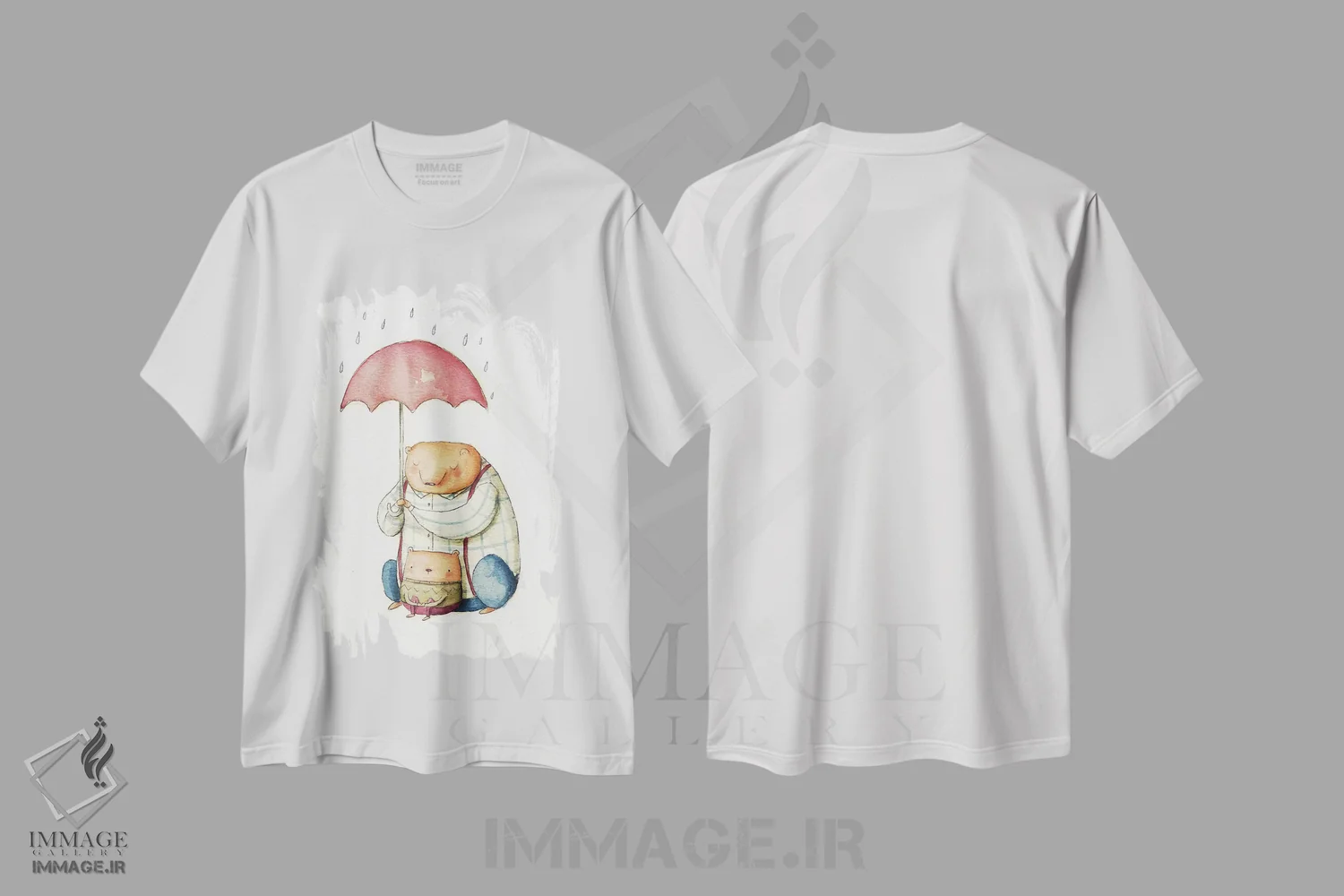 تیشرت سفید طرح دار – تیشرت فانتزی ,"من اینجا برای تو هستم" اثر مایک کوبو فروشگاه ایماژ