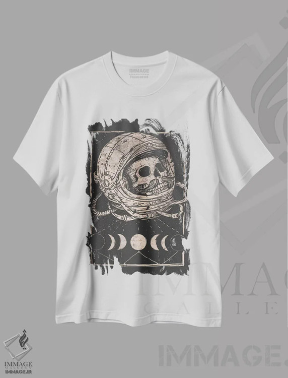تیشرت سفید طرح دار – تیشرت فضانوردی ,"بی نهایت" اثر مایک کوبو immage.ir