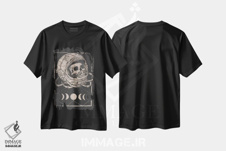 تیشرت مشکی طرح دار – تیشرت فضانوردی ,"بی نهایت" اثر مایک کوبو فروشگاه ایماژ