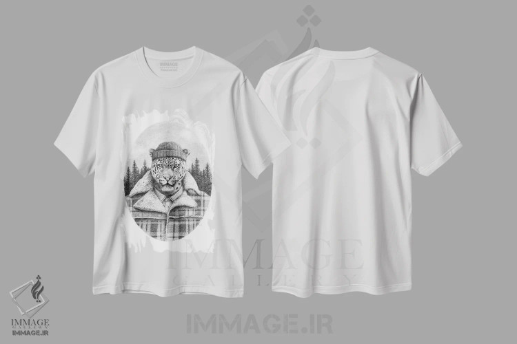 تیشرت سفید طرح دار – تیشرت حیوانات ,"جنگلبان" اثر مایک کوبو immage.ir