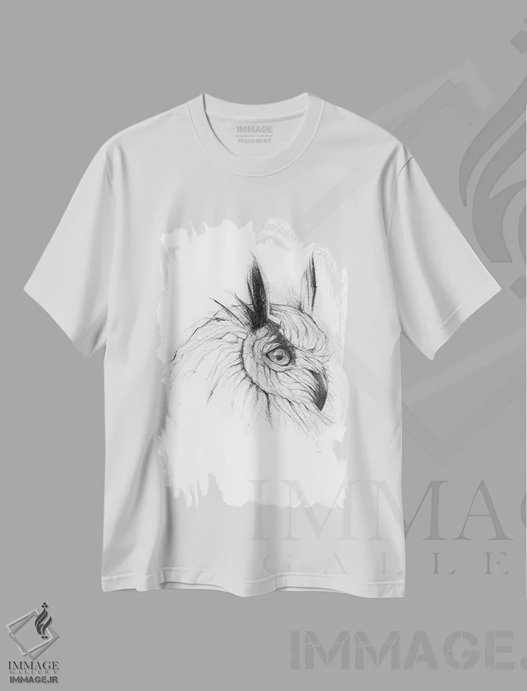 تیشرت سفید طرح دار – تیشرت هنری ,"جغد " اثر مایک کوبو immage.ir