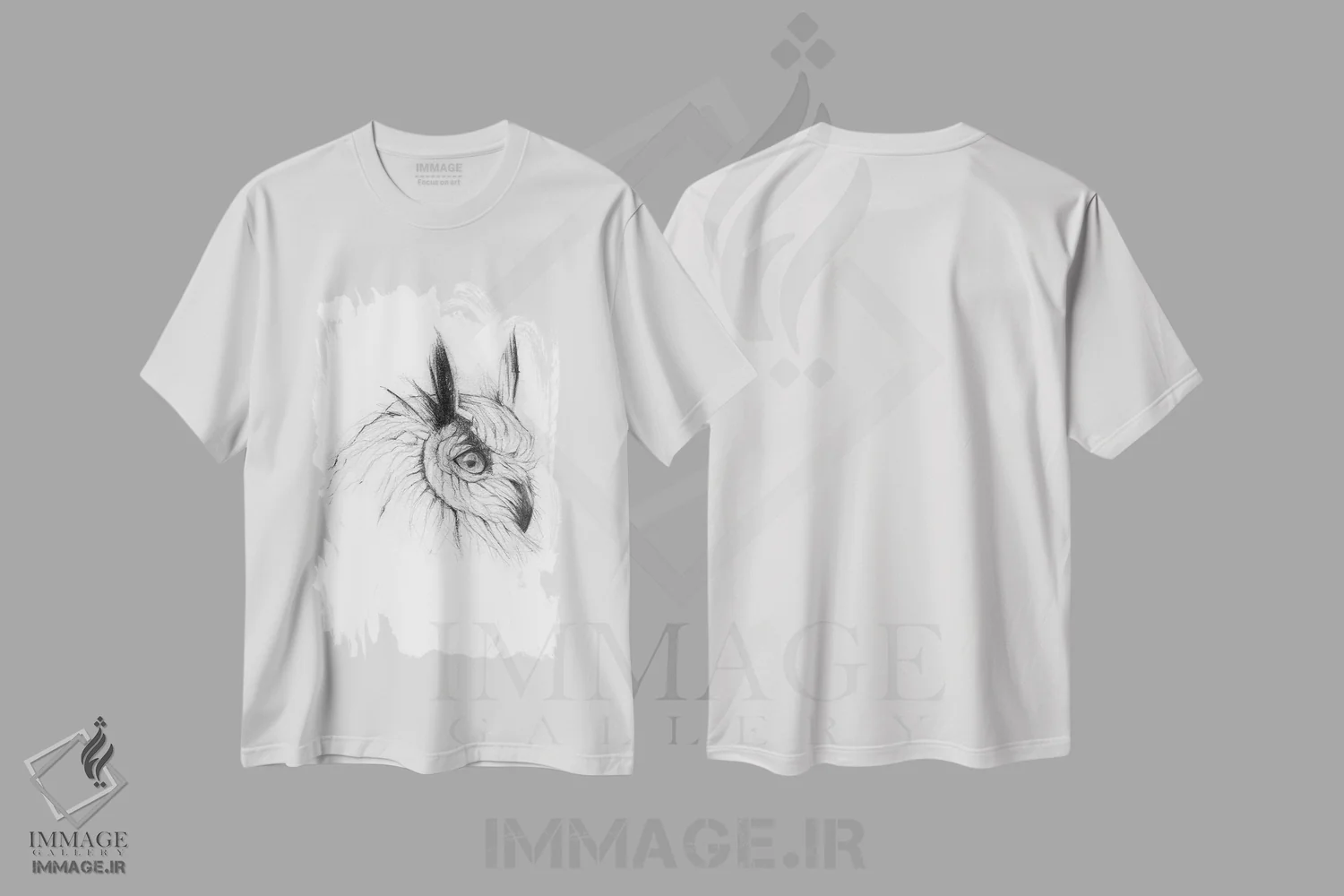 تیشرت سفید طرح دار – تیشرت هنری ,"جغد " اثر مایک کوبو immage.ir