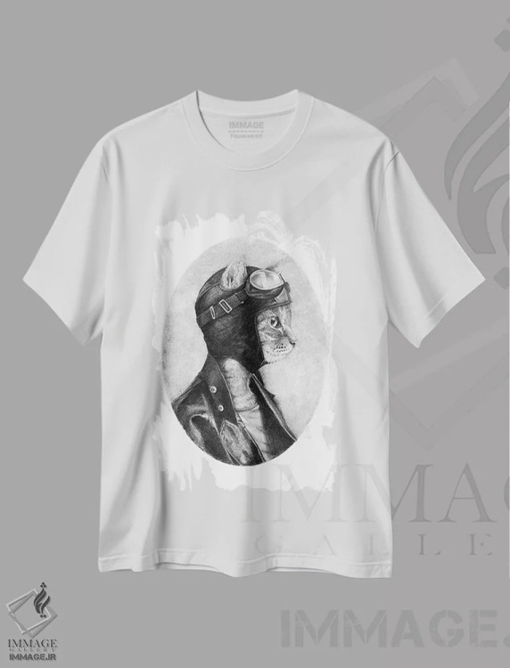 تیشرت سفید طرح دار – تیشرت فانتزی ,"شجاع" اثر مایک کوبو immage.ir