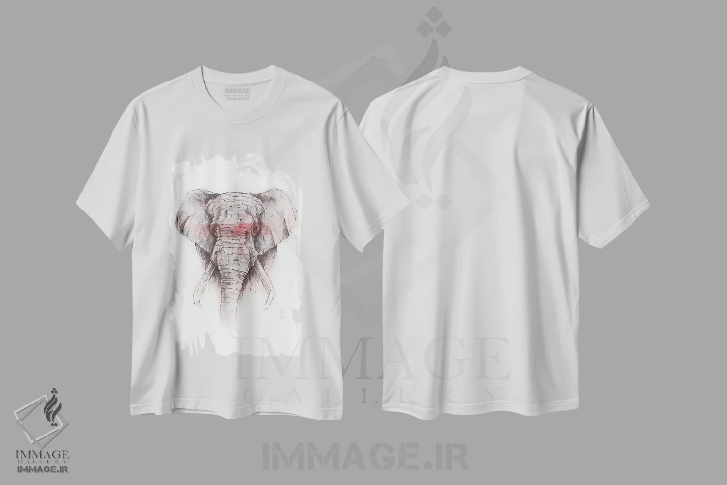 تیشرت سفید طرح دار – تیشرت حیوانات ,"راه راه قرمز" اثر مایک کوبو immage.ir