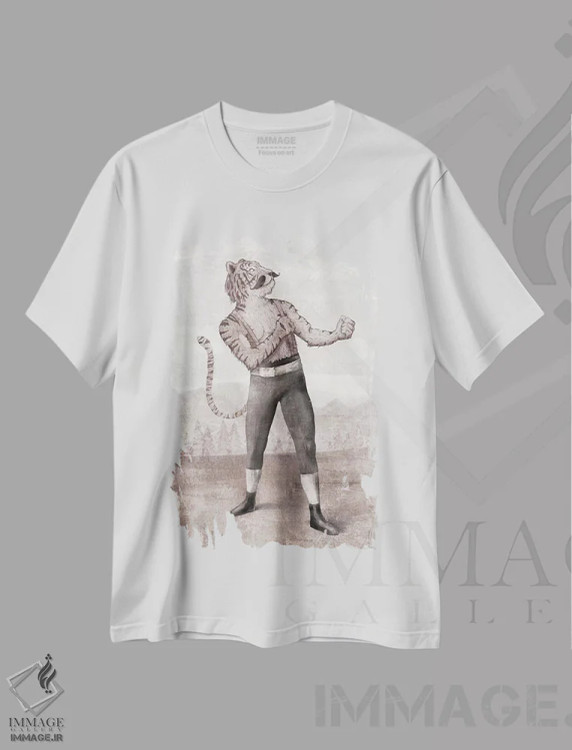 تیشرت سفید طرح دار – تیشرت حیوانات ,"قهرمان " اثر مایک کوبو فروشگاه ایماژ
