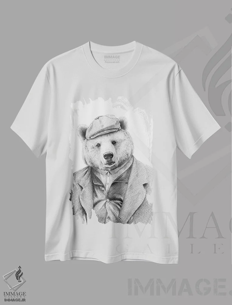تیشرت سفید طرح دار – تیشرت سیاه و سفید ,"عمو بی" اثر مایک کوبو immage.ir