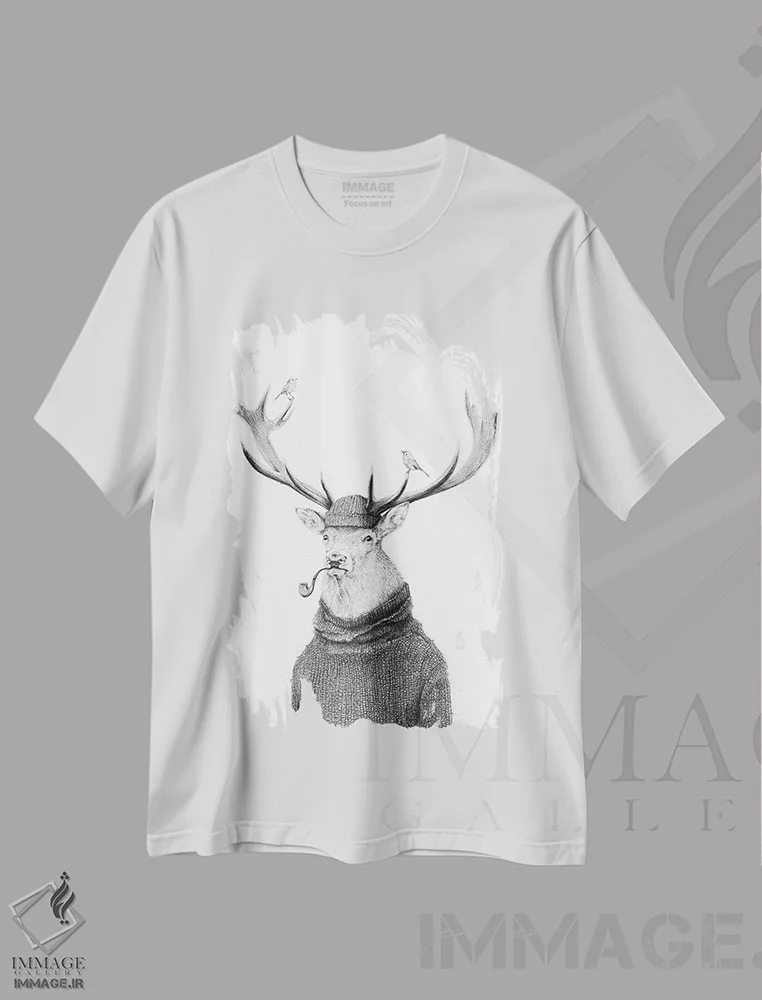 تیشرت سفید طرح دار – تیشرت سیاه و سفید ,"تفکر وحشی" اثر مایک کوبو فروشگاه ایماژ
