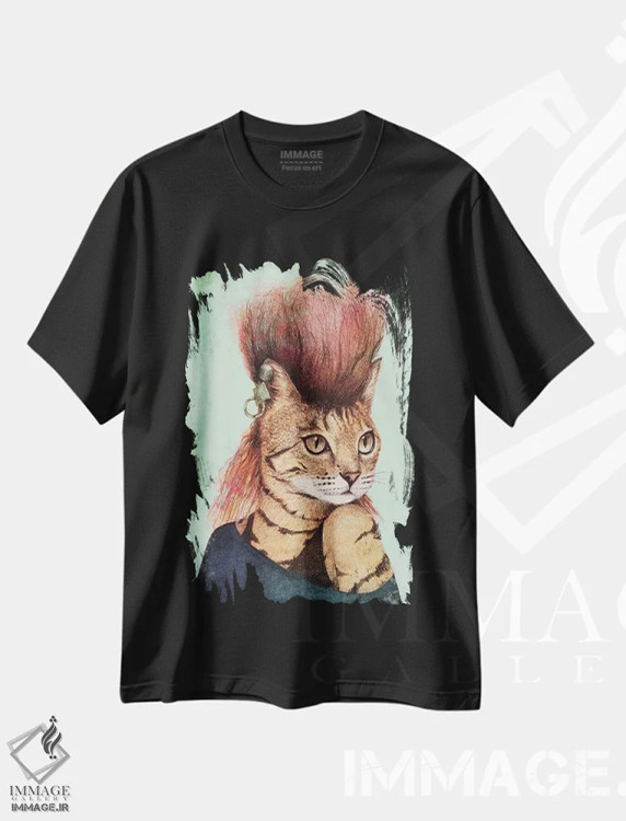 تیشرت مشکی طرح دار – تیشرت گربه ,"کتی " اثر مایک کوبو immage.ir