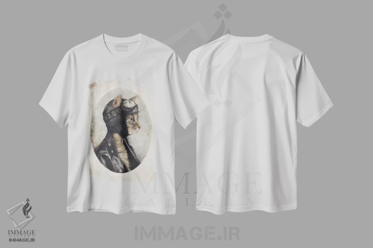 تیشرت سفید طرح دار – تیشرت حیوانات ,"خلبان" اثر مایک کوبو immage.ir