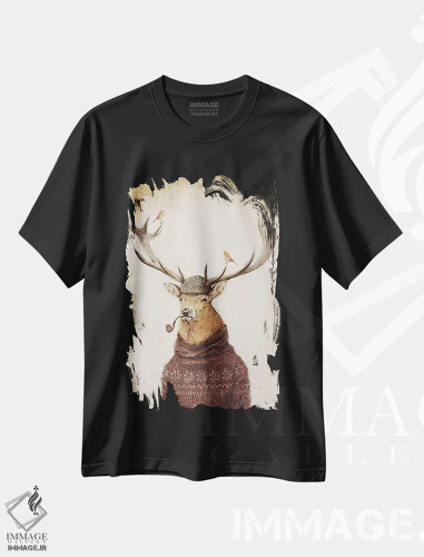 تیشرت مشکی طرح دار – تیشرت هنری ,"تفکر وحشی" اثر مایک کوبو فروشگاه ایماژ