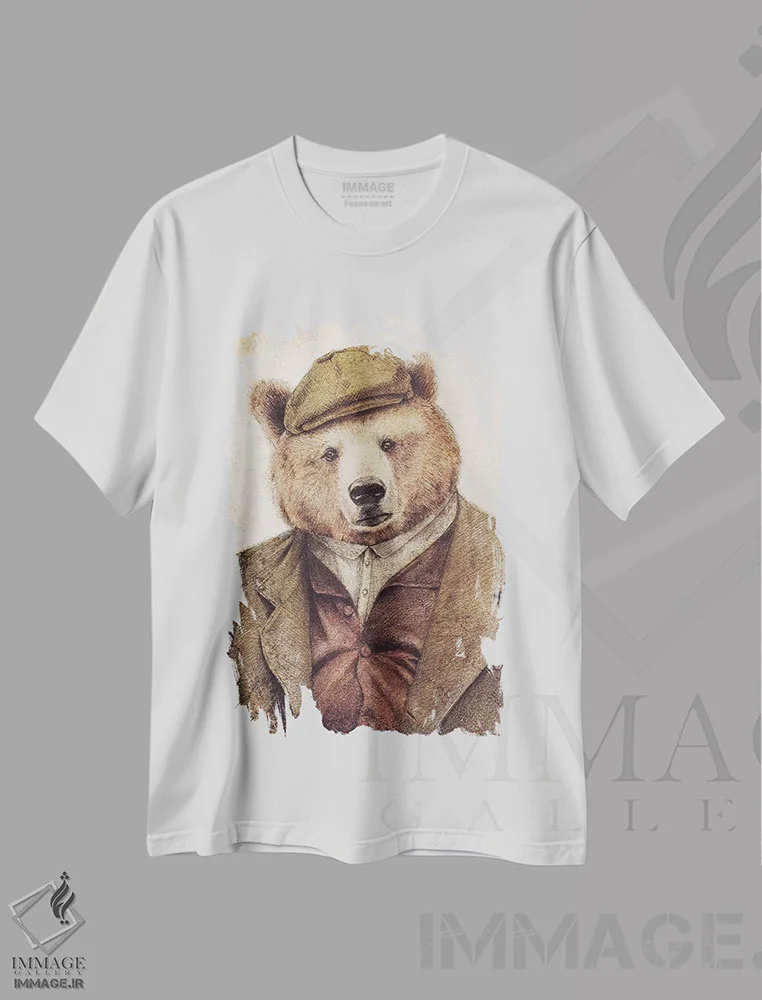تیشرت سفید طرح دار – تیشرت حیوانات ,"عمو ب " اثر مایک کوبو فروشگاه ایماژ