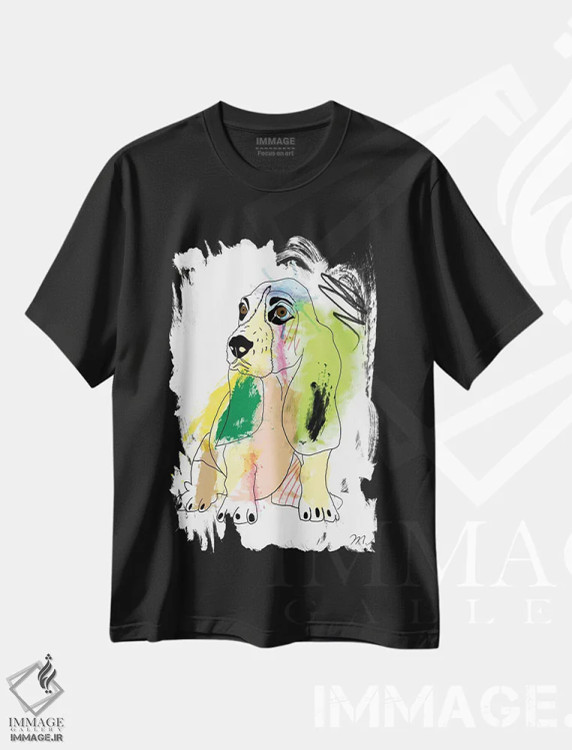 تیشرت مشکی طرح دار – تیشرت سگ ,"باسه هاند" اثر مارک اشکنازی immage.ir