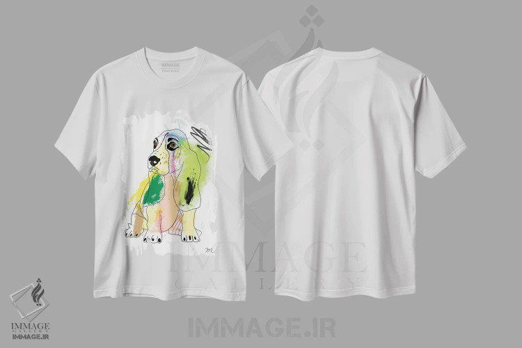 تیشرت سفید طرح دار – تیشرت سگ ,"باسه هاند" اثر مارک اشکنازی فروشگاه ایماژ