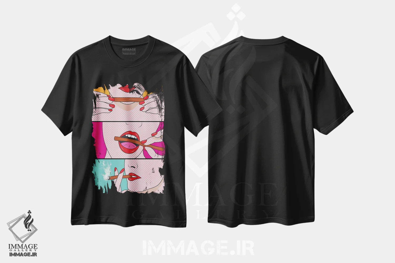 تیشرت مشکی طرح دار – تیشرت پاپ آرت ,"زمان علف" اثر مارک اشکنازی immage.ir