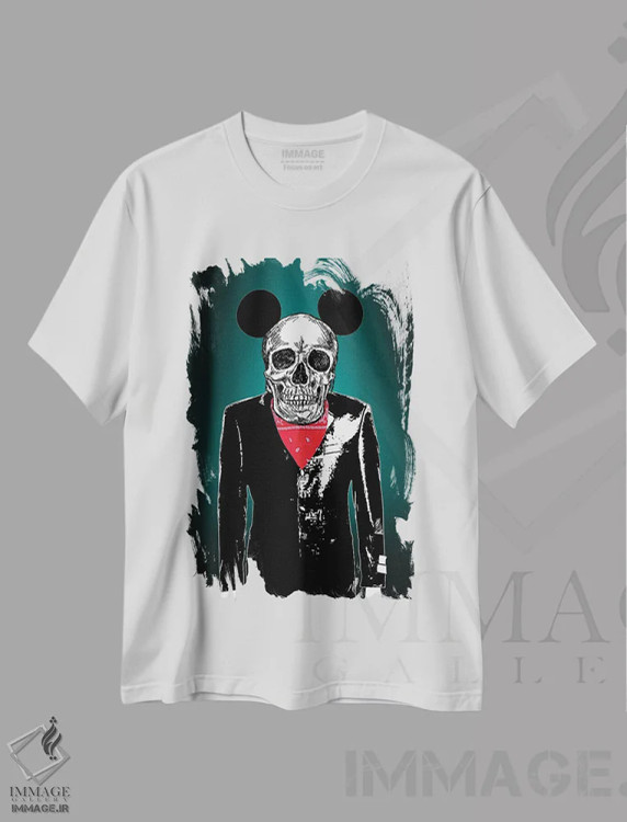 تیشرت سفید طرح دار – تیشرت فانتزی ,"استخوان بندی موش قانون شکن" اثر مارک اشکنازی فروشگاه ایماژ