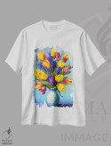 تیشرت سفید طرح دار – تیشرت گل و گیاه ,"سطل لاله ها" اثر مارک اشکنازی immage.ir