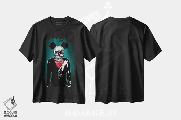 تیشرت مشکی طرح دار – تیشرت فانتزی ,"استخوان بندی موش قانون شکن" اثر مارک اشکنازی immage.ir