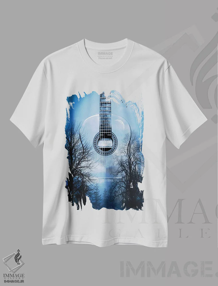 تیشرت سفید طرح دار – تیشرت موسیقی ,"شب موسیقی مرموز" اثر مارک اشکنازی فروشگاه ایماژ