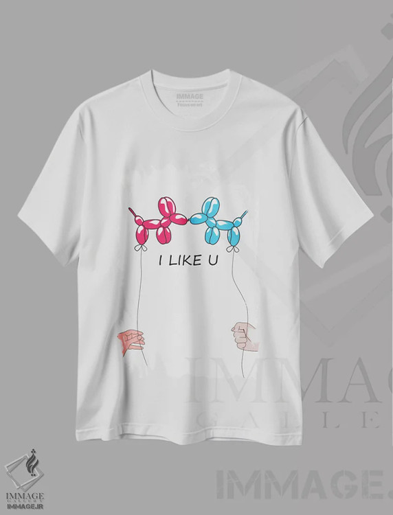 تیشرت سفید طرح دار – تیشرت تایپوگرافی ,"من تو را دوست دارم " اثر مارک اشکنازی immage.ir