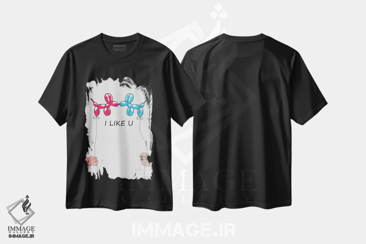 تیشرت مشکی طرح دار – تیشرت تایپوگرافی ,"من تو را دوست دارم " اثر مارک اشکنازی فروشگاه ایماژ