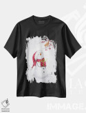 تیشرت مشکی طرح دار – تیشرت طبیعت ,"آدم برفی و رابین الف" اثر ماکیکو immage.ir