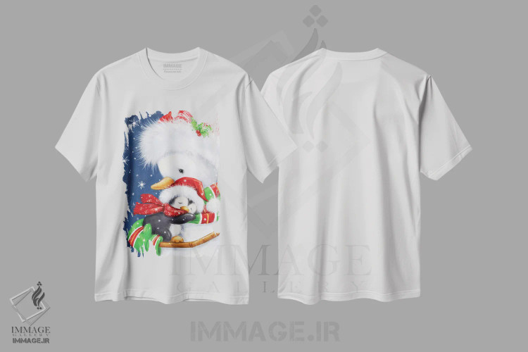 تیشرت سفید طرح دار – تیشرت فصلی ,"آغوش آدم برفی" اثر ماکیکو فروشگاه ایماژ