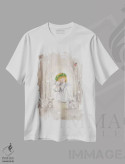 تیشرت سفید طرح دار – تیشرت معنوی ,"فرشته با خرگوش" اثر ماکیکو immage.ir
