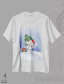 تیشرت سفید طرح دار – تیشرت کریسمس ,"فیل " اثر ماکیکو immage.ir