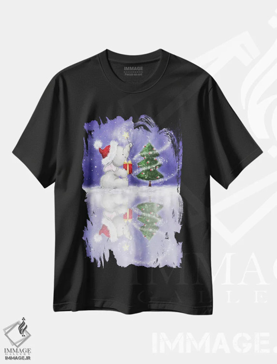 تیشرت مشکی طرح دار – تیشرت کریسمس ,"فیل " اثر ماکیکو immage.ir