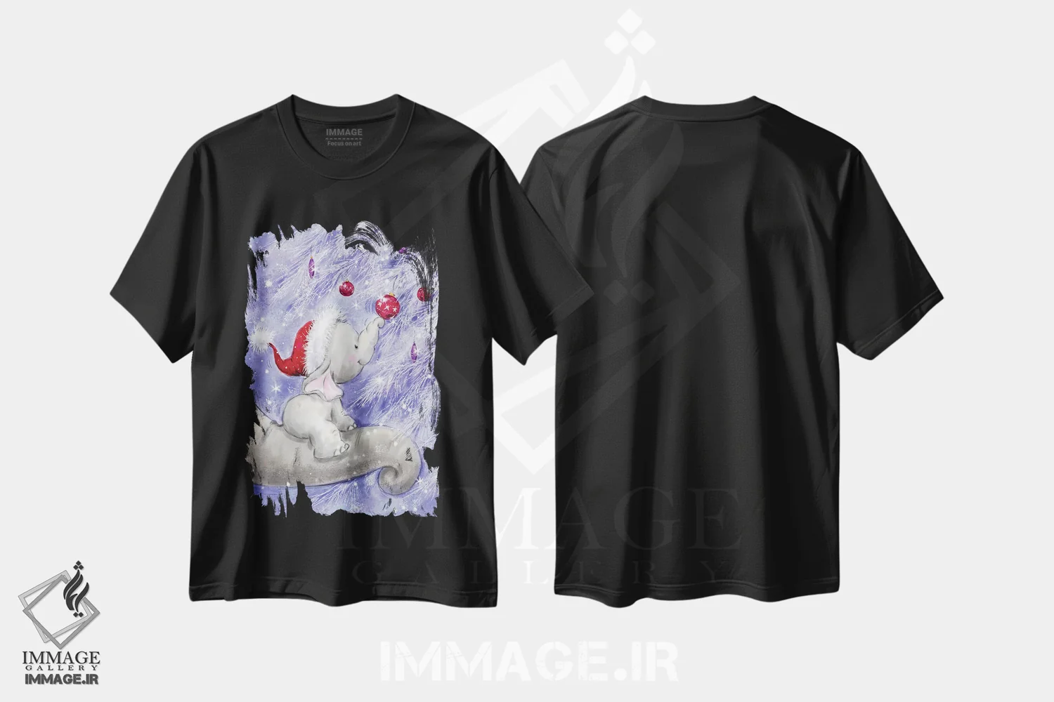 تیشرت مشکی طرح دار – تیشرت حیوانات ,"فیل " اثر ماکیکو فروشگاه ایماژ