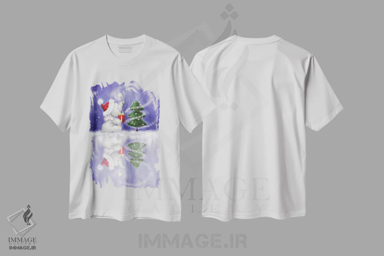 تیشرت سفید طرح دار – تیشرت کریسمس ,"فیل " اثر ماکیکو فروشگاه ایماژ