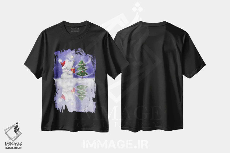 تیشرت مشکی طرح دار – تیشرت کریسمس ,"فیل " اثر ماکیکو immage.ir