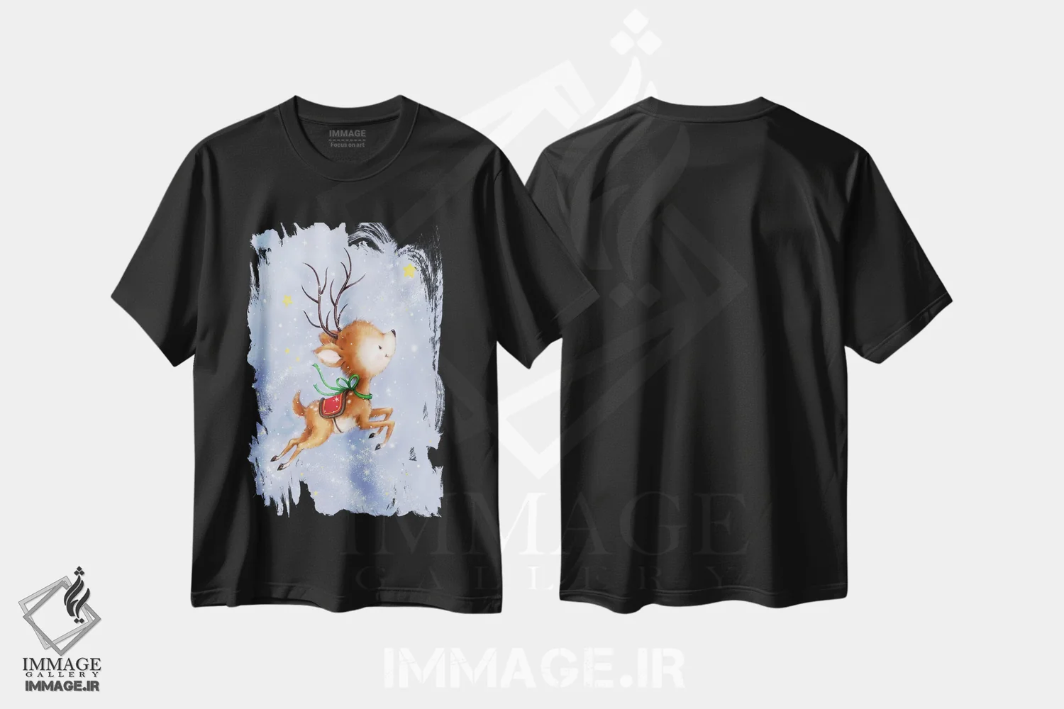تیشرت مشکی طرح دار – تیشرت فصلی ,"رودلف پرنده" اثر ماکیکو immage.ir
