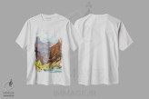تیشرت سفید طرح دار – تیشرت هنری ,صخره های پس رونده اثر مارک مک کِنا immage.ir