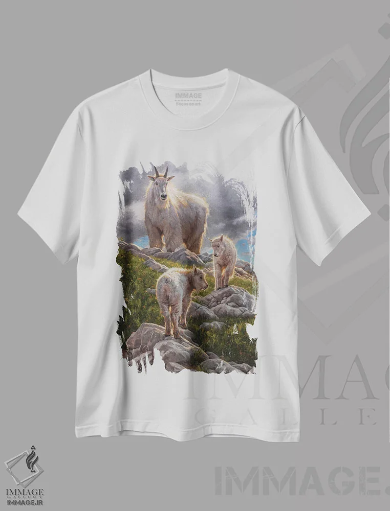تیشرت سفید طرح دار – تیشرت منظره ,پناهگاه سیراهای بلند اثر مارک مک کِنا فروشگاه ایماژ
