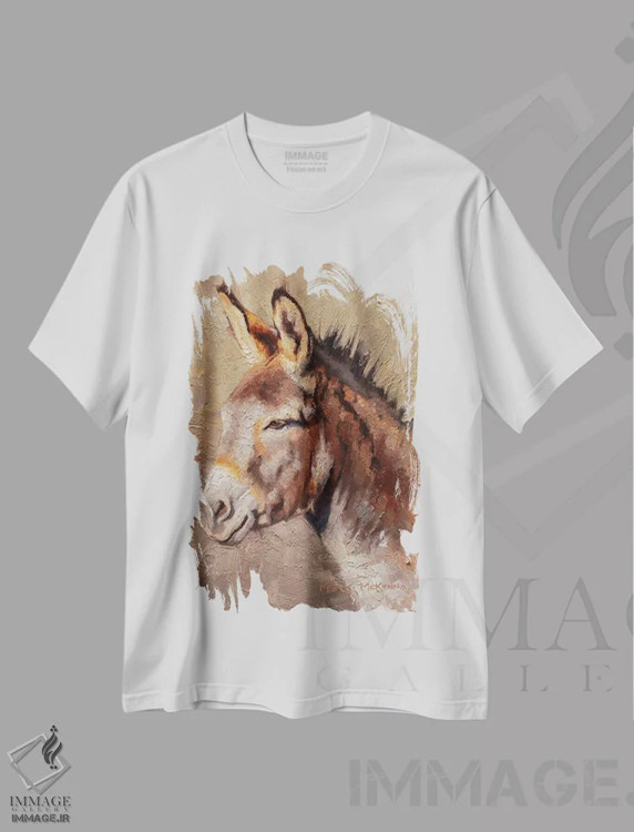 تیشرت سفید طرح دار – تیشرت حیوانات ,الاغ کوچک اثر مارک مک کِنا فروشگاه ایماژ