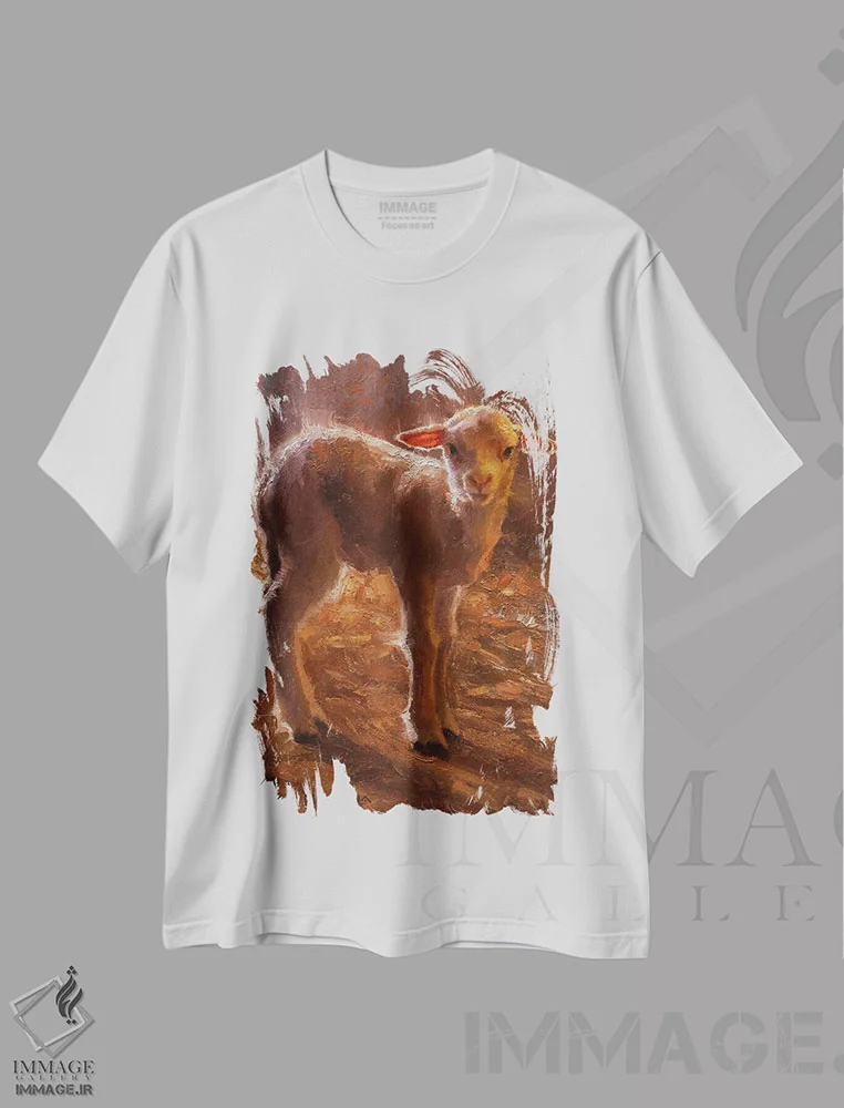 تیشرت سفید طرح دار – تیشرت حیوانات مزرعه ,بره اثر مارک مک کِنا فروشگاه ایماژ