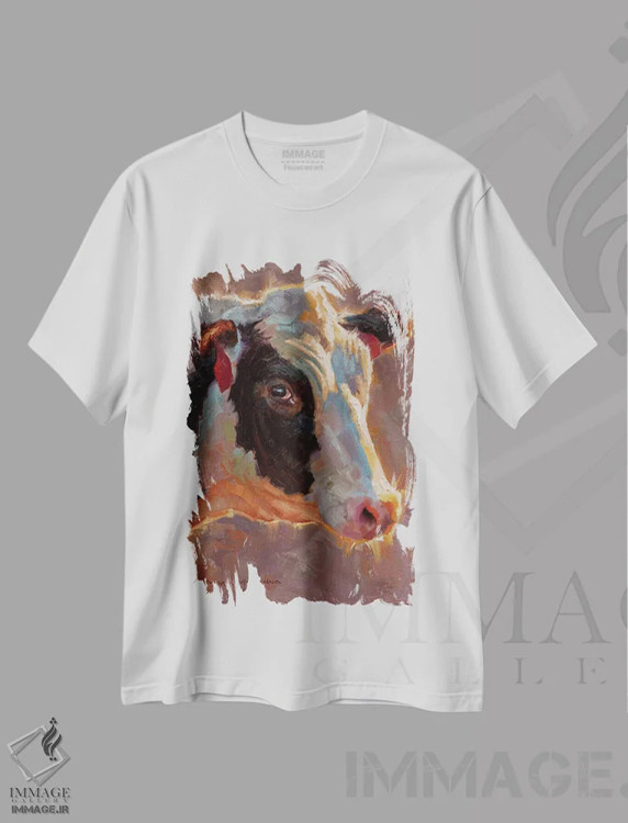 تیشرت سفید طرح دار – تیشرت حیوانات ,هلشتاین اثر مارک مک کِنا immage.ir