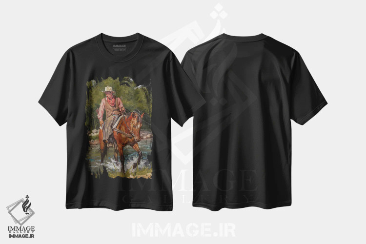 تیشرت مشکی طرح دار – تیشرت وسترن ,جایی که رد پای سرد شد اثر مارک مک کِنا فروشگاه ایماژ