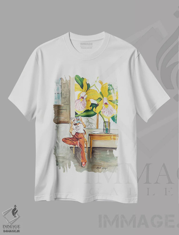 تیشرت سفید طرح دار – تیشرت هنری ,لحظه اثر مارینا کوتسو سپیرو فروشگاه ایماژ