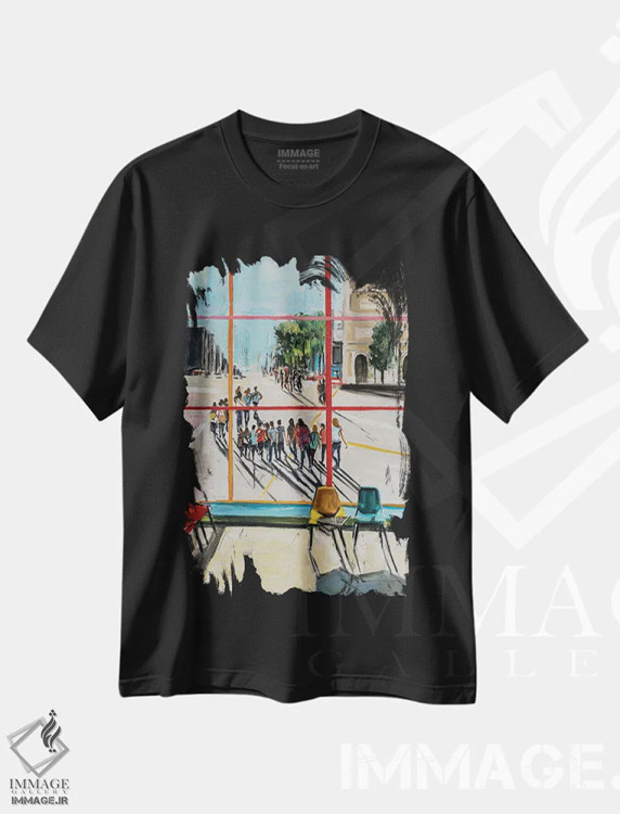 تیشرت مشکی طرح دار – تیشرت شهری ,فرار اثر مارینا کوتسو سپیرو immage.ir