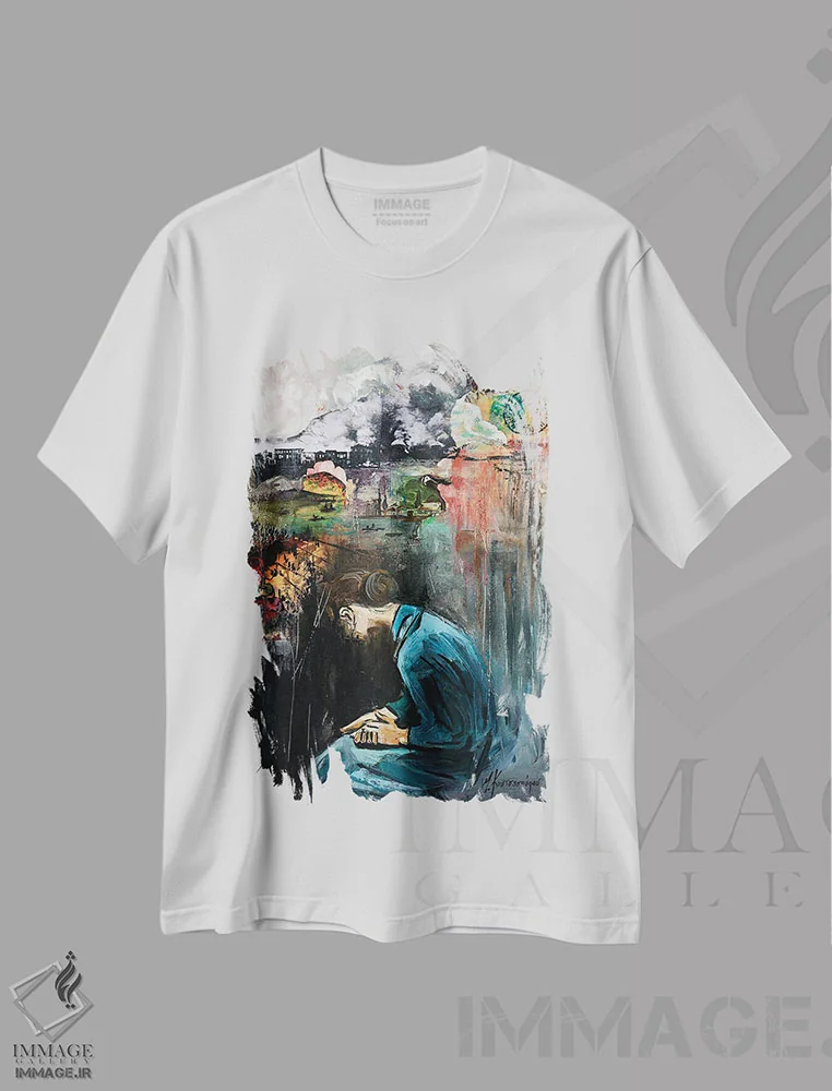 تیشرت سفید طرح دار – تیشرت هنری ,اسمیرنا اثر مارینا کوتسو سپیرو فروشگاه ایماژ