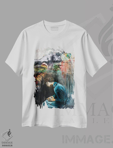 تیشرت سفید طرح دار – تیشرت هنری ,اسمیرنا اثر مارینا کوتسو سپیرو فروشگاه ایماژ