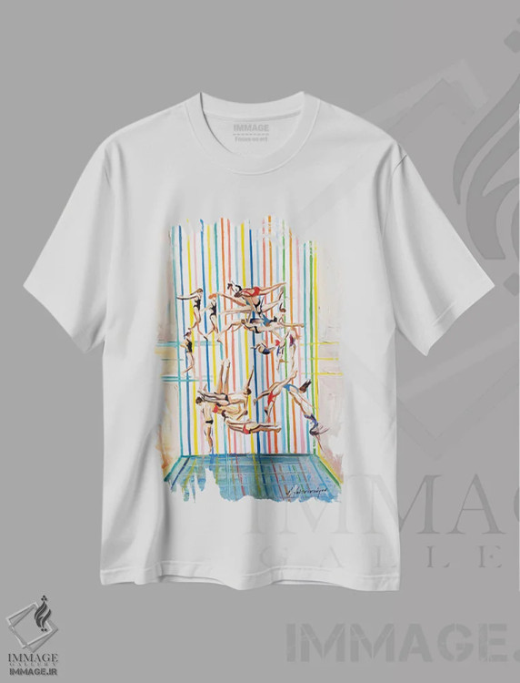 تیشرت سفید طرح دار – تیشرت انتزاعی هندسی ,بالاتر اثر مارینا کوتسو سپیرو immage.ir