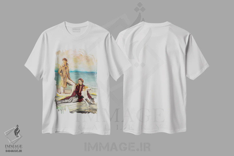 تیشرت سفید طرح دار – تیشرت ساحلی ,امید اثر مارینا کوتسو سپیرو فروشگاه ایماژ