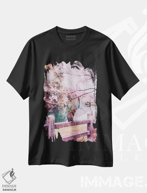 تیشرت مشکی طرح دار – تیشرت طبیعت ,لطیف و صورتی اثر هوبوپیبا فروشگاه ایماژ